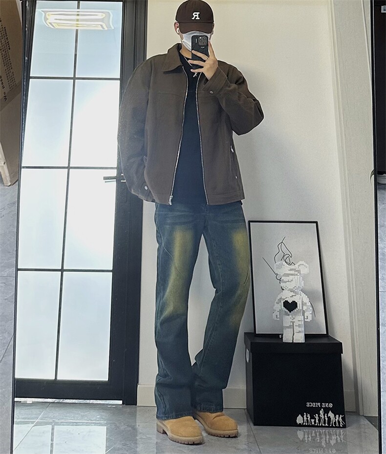 美式ins高街hiphop微喇重工艺水洗复古蓝牛仔裤货号K2322-1P60,男装牛仔裤,电商A063