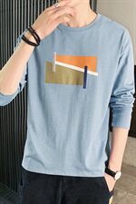 2021春秋季男生纯棉长袖t恤男士潮流印花潮牌宽松上衣DS917TP20，男装T恤，电商A102