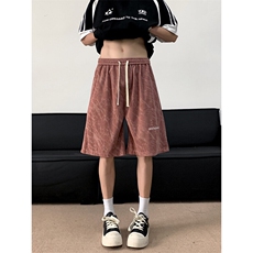 刺绣短裤男士夏季2026新款宽松休闲裤子潮牌外穿美式男生5五分裤，男装牛仔裤，星座410-7
