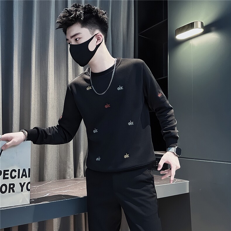 痞帅小字母刺绣卫衣男社会小伙店主风301C-WY55-P58控78,男装卫衣,星座301C（原B323）