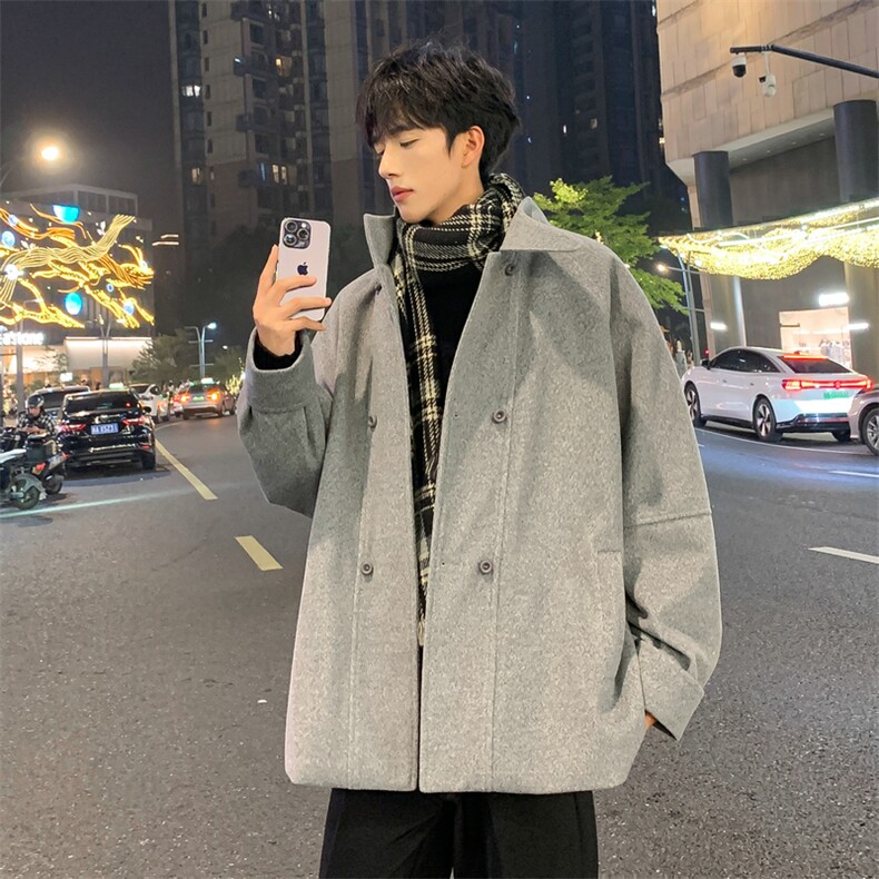 加棉加厚毛呢大衣短款风衣外套504-F23-P85控128(加棉P95控138),男装毛呢大衣,星座504