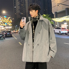 加棉加厚毛呢大衣短款风衣外套504-F23-P85控128(加棉P95控138)，男装毛呢大衣，星座504