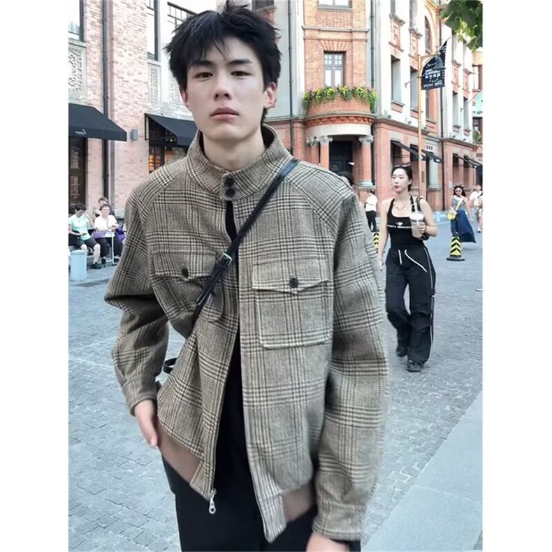 Y6627-P72外套男春秋季2025新款高级感潮牌痞帅衣服男款春装夹克,男装夹克,电商B323A