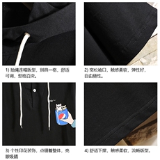 LD54259-P45NASA连帽短袖t恤男大码胖子带帽五分袖中袖砖墙，男装T恤，电商A040A