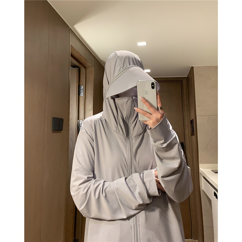 清凉一夏胖mm冰丝大码防晒服外套垂感透气百搭宽松连帽夹克女,女装防晒衣,星座202-3
