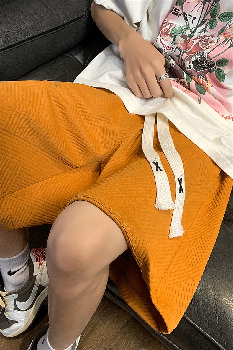 夏肌理感华夫格短裤男美式高街宽松休闲五分裤子XZ514-2-1526-P38,男装牛仔裤,星座514-2(原B239)