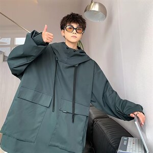 男秋季外套潮牌街头工装连帽卫衣夹克HW28P45图片
