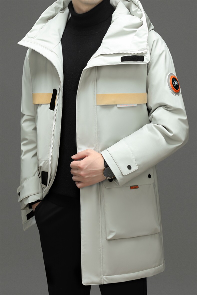冬季新款男装中长款羽绒服中年灰鸭绒上衣厚款保暖保暖连帽外套男,男装羽绒服,电商B212（原钱塘6029）