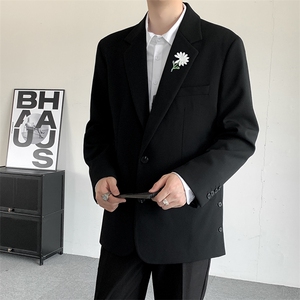 2025纯色简约中山装刺绣西服结婚礼服登记戗驳领男西装结婚外套图片