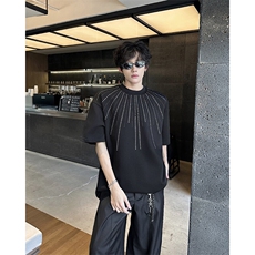现货！25设计感烫钻男士垫肩烟花短袖T恤DX190-P58，男装T恤，电商B288