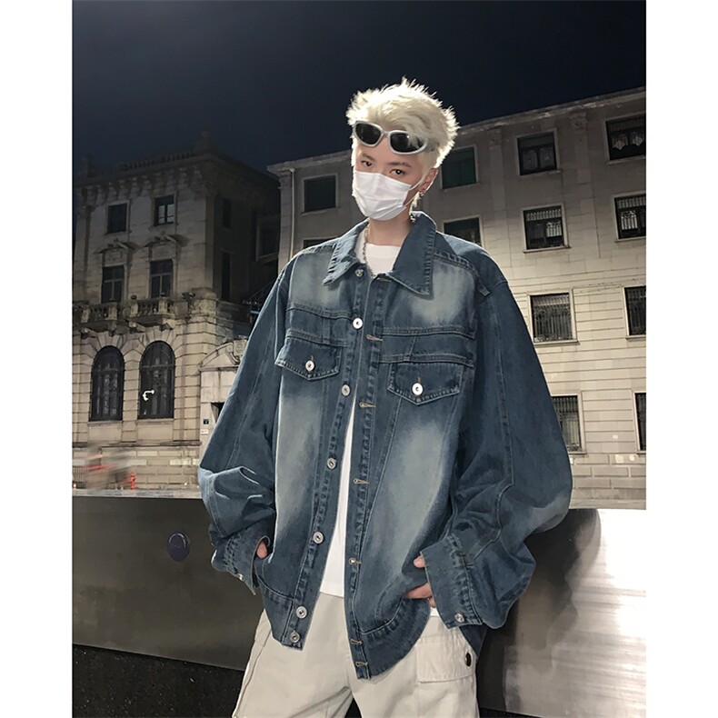 欧美式复古街头vibe潮牌牛仔外套男春秋翻领夹克男装高街痞帅上衣,男装夹克,星座410-6（原星座1304-1）