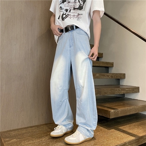 抖音品质夏季新款美式褶皱宽松冰丝牛仔裤B315-K672-P55控78图片