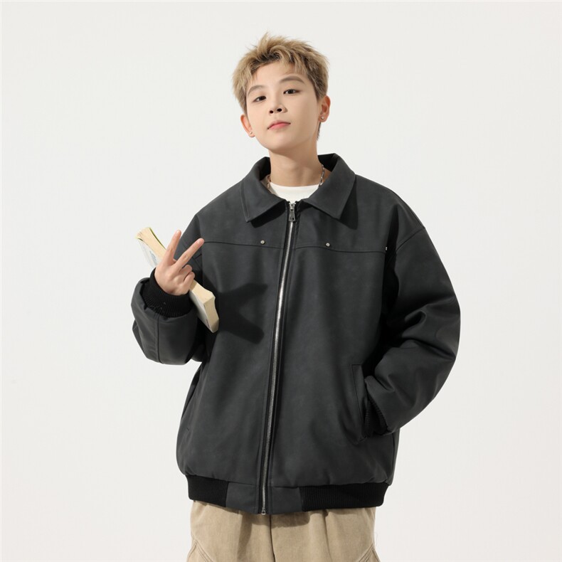 冬季加棉皮棉衣男潮流皮衣夹克加厚棉服外套A266-MYPY010-P90特批图片