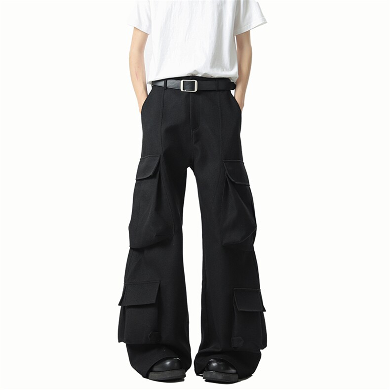 港风宽松微喇休闲裤多口袋工装裤长裤A014-DY25217-P85控118,男装工装外套,电商A014