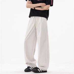 B353 25655 P55 控89 夏季新款冰丝皱弯刀裤大口袋男士休闲裤 杏图片