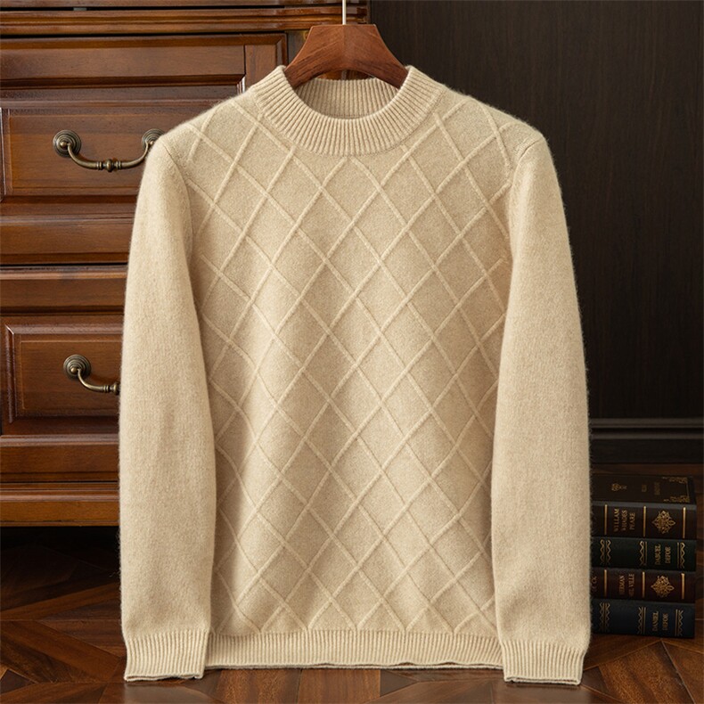 商务休闲男士半高领羊绒衫羊绒舒适合身，男装羊绒套衫，鼎坤羊绒