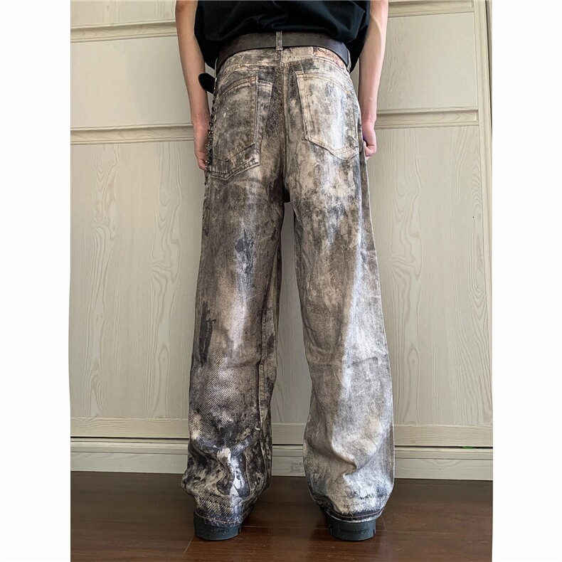 903-AK90-特P70【98】S-3XL泼墨涂鸦做旧牛仔裤！1,男装牛仔裤,星座903
