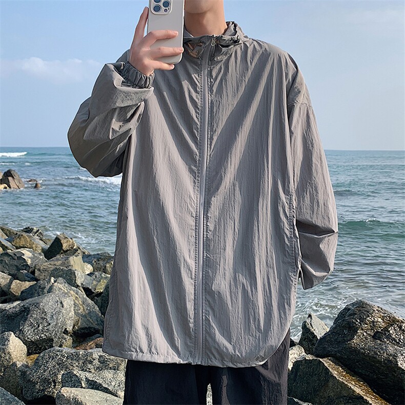 特批P45无差价夏季防紫外线UPF50+速干薄款痞帅夹克防晒服男J2600,男装防晒衣,电商A001