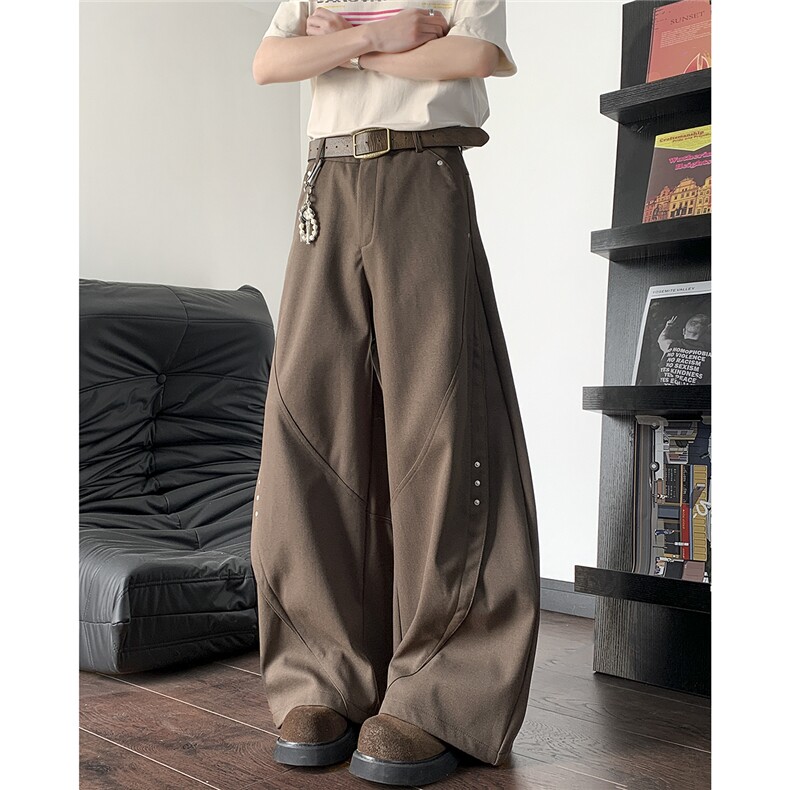 美式小众高级感垂坠弯刀休闲裤男宽松解构设计感裤子X058-P58，男装休闲裤，星座308B-2