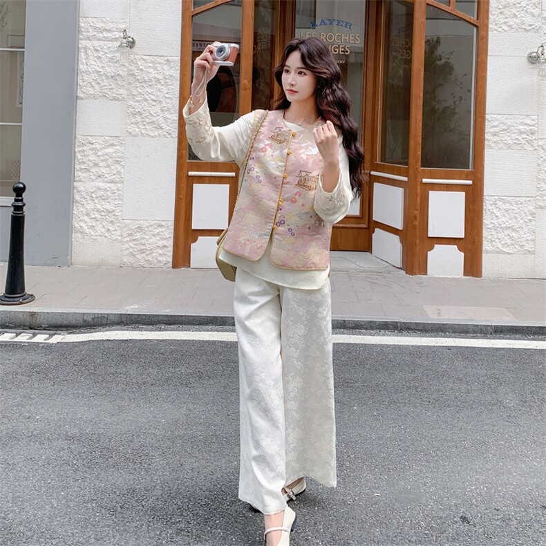 双面穿马甲十衬衣十阔腿裤三件套套裤2C267-117-P245-K365，女装套装/套裙，茵姿媚