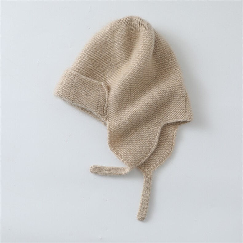 秋冬新款时尚保暖护耳飞行帽百搭显瘦针织毛线帽舒适柔软,饰品帽子,绒上羊绒