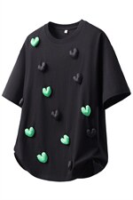 1立体白底潮情侣大码M-5XL网红小爱心短袖T恤男DT7742P55控78，男装T恤，星座226-2