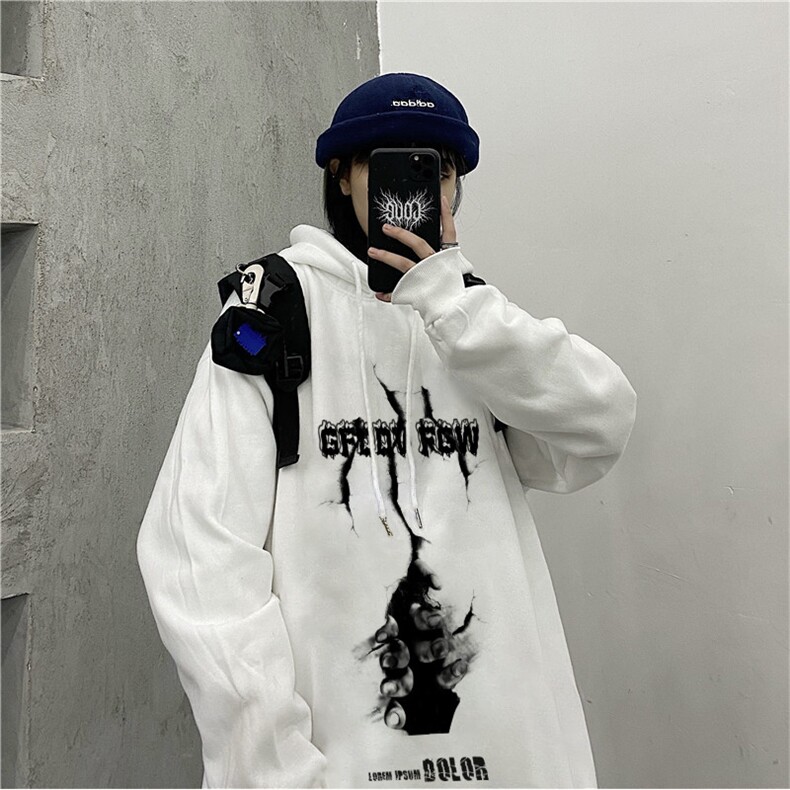 潮流街头嘻哈原宿暗黑设计感印花宽松连帽套头卫衣E670-P55,男装卫衣,星座911-2(原星座613-2）