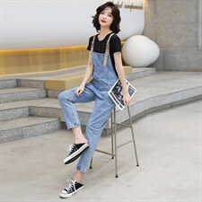2021夏季女装春季牛仔背带裤女减龄新款韩版宽松洋气{码子偏小}，女装牛仔裤，布衣桑