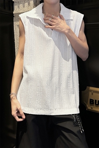 8XL-M 夏竖条纹纯棉背心男韩版宽松坎肩休闲运动午休T恤肌理DX333图片