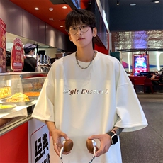 ！2025夏季新款男士宽松鹿皮绒短袖T恤半袖TL2401特P23控45，男装T恤，电商B220