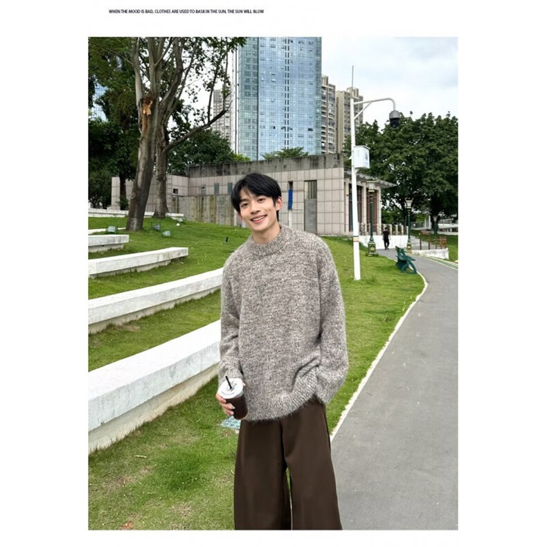 秋冬季新款加厚美式复古时尚提花宽松圆领套头针织毛衣男女MN68,男装针织衫/毛衣,星座516A