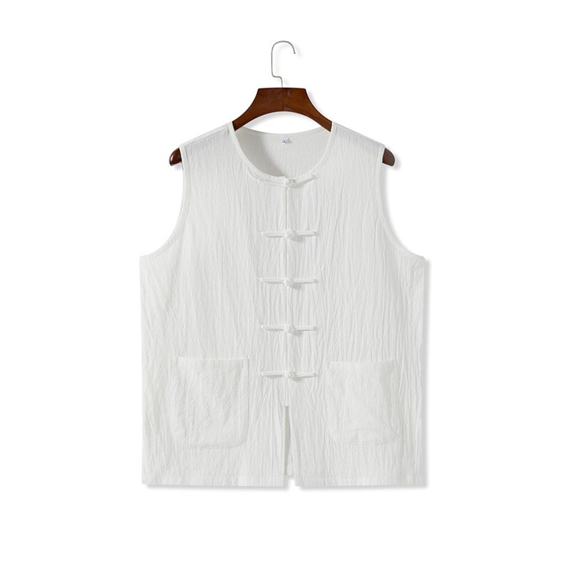 夏季风棉麻背心盘扣中式复古透气无袖马甲MK19-P35，男装背心/马甲，星座217-5