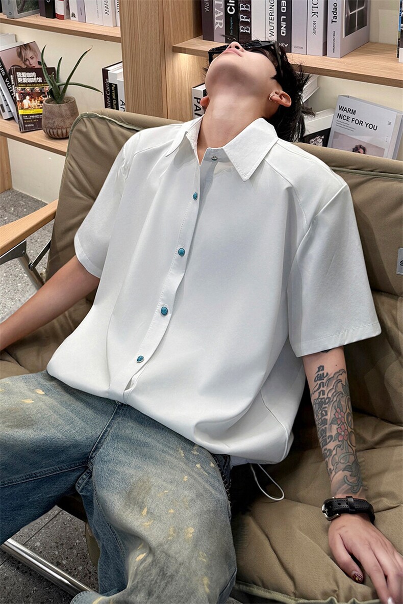 夏季垫肩UPF50+防晒衣短袖冰丝凉感衬衫薄男装外套防晒服S425特40,男装防晒衣,电商A233-1