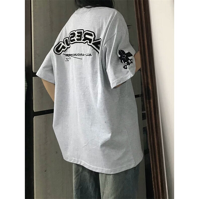 万针全刺绣工艺抖音得物高品质260克重磅纯棉双纱美式高街短袖T恤,男装T恤,电商A486