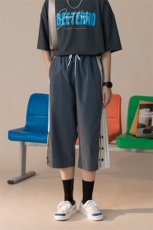 K3038/P30夏款中性风短裤大码排扣开衩七分裤男女7分裤中裤男控48，女装休闲裤，电商A141