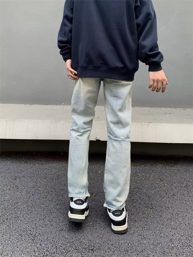 美式街头黄泥假破洞水洗牛仔裤潮NT202P42,男装牛仔裤,星座1116-2
