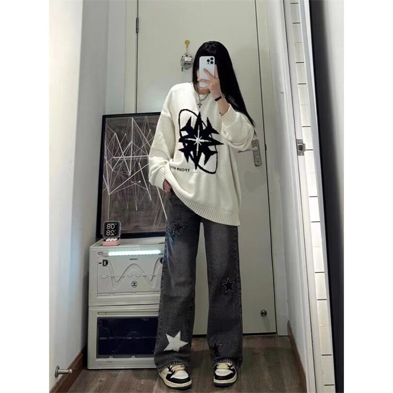 D5159-P45新款2024星星牛仔裤薄款美式直筒显瘦长裤子-网图现货,男装牛仔裤,星座603-2