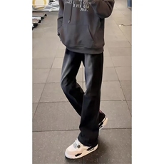 美式高街拉链牛仔裤男款春秋潮牌痞帅炸街裤子小众修身直筒微喇裤，男装牛仔裤，星座310A-4