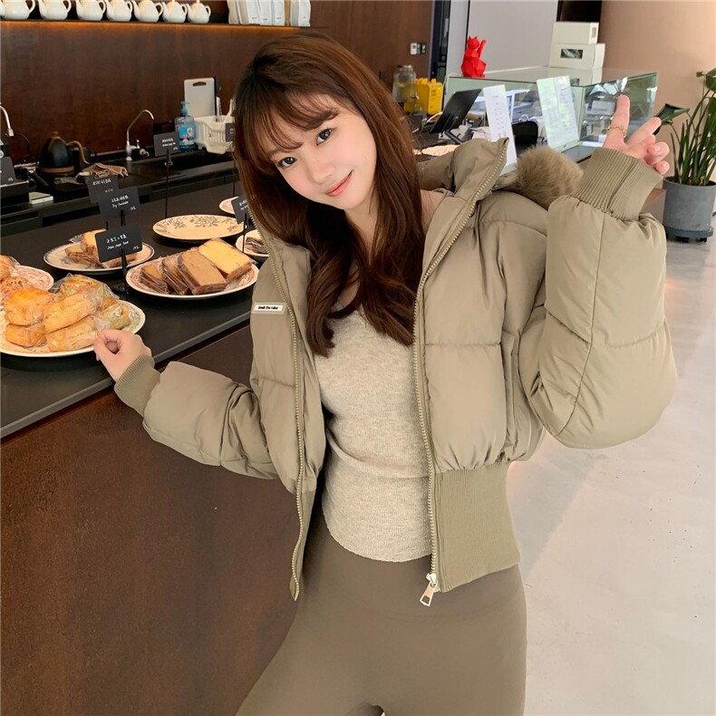 韩系辣妹毛领连帽棉服女2025冬季新款百搭小个子短款保暖棉衣,男装棉衣,星座1210-1