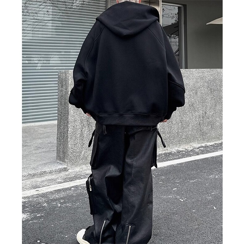 黑色重磅拉链开衫卫衣男款高街美式连帽衫春季外套WJ10P53,男装卫衣,星座1116-2