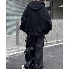 黑色重磅拉链开衫卫衣男款高街美式连帽衫春季外套WJ10P53，男装卫衣，星座1116-2