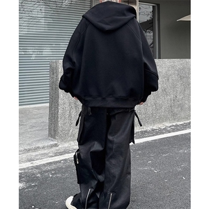 黑色重磅拉链开衫卫衣男款高街美式连帽衫春季外套 WJ10 P53图片