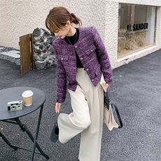 2025年冬季新款修身加厚毛呢羽绒服小香风外套女法式粗花呢上衣，女装毛呢外套，1D102-1