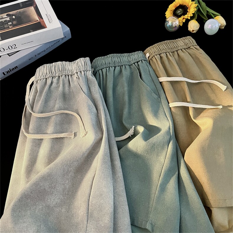 棉2025夏季宽松直筒大码脏脏裤休闲裤短裤A017K735P40,男装牛仔裤,电商A017