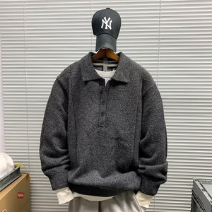 1506/Q76420/P52秋冬新款开衫毛衣慵懒风V领针织衫男纯色外套图片