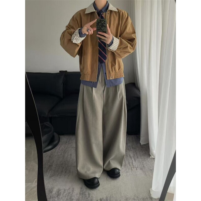 网图条纹拼接假两件外套男美式复古廓形飞行员夹克JKT15-特P68,男装夹克,星座1007（原301D）