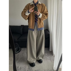网图条纹拼接假两件外套男美式复古廓形飞行员夹克JKT15-特P68，男装夹克，星座1007（原301D）