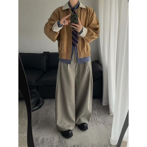 网图条纹拼接假两件外套男美式复古廓形飞行员夹克JKT15-特P68图片
