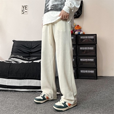 秋季雪尼尔阔腿卫裤港风休闲裤男直筒高街XD8812-P53控78，男装休闲裤，星座717