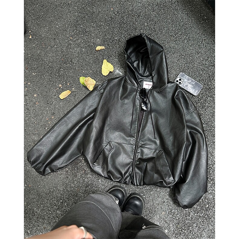 2025年新款港风夹克美式连帽皮衣情侣外套男装XZ212-1-QPY05-P75,男装夹克,星座212-1